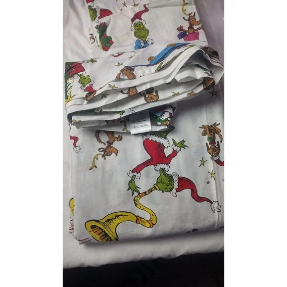 Pottery Barn ~Dr. Seuss's The Grinch & Max Organic Sheet Set Queen - Picture 4 of 6